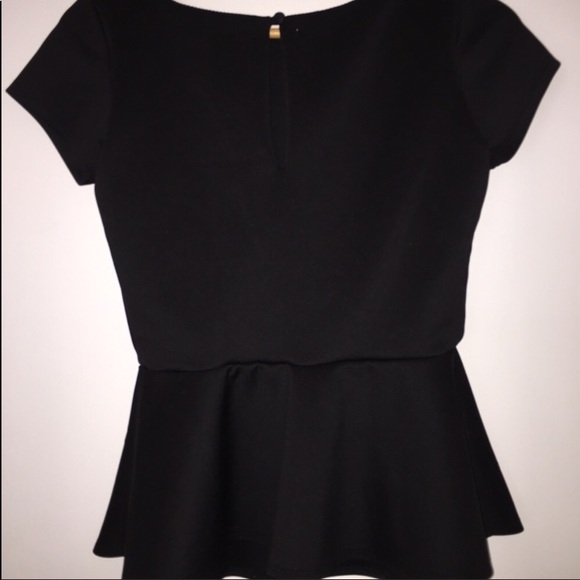Super Cute Black Sarin Peplum Top Small - Picture 2 of 3